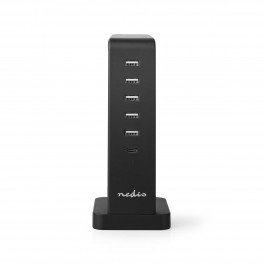 CARICABATTERIE DA TAVOLO 5 USB NERO Caricabatterie da Tavolo per Famiglia | 5 USB da 2,1 A (Max.) | 1 USB-C™ da 30 W PD | Nero