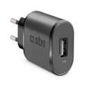 Caricabatterie da muro 5W 1 USB NERO Il caricatore da rete con presa USB facile da usare e che sta in una borsetta