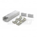 Profilo in alluminio anodizzato 2MT Profilo in alluminio anodizzato argento con copertura in PC opaca piana - 2m
