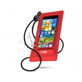 Custodia impermeabile per Smartphone fino a 5,5 pollici, certificazione IPX6, laccetto da collo incluso colore Rosso
