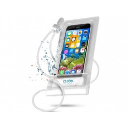 Custodia impermeabile per Smartphone fino a 5,5 pollici, certificazione IPX6, laccetto da collo incluso colore bianco
