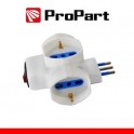 ADATT.3PR 2P+T 10/16A BIPASSO SCHUKO CON INTERRUTTORE SPINA 10A  Adattatore 3 prese 2P+T 10/16A bipasso/Schuko con interrutt. Sp