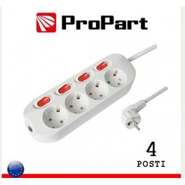 MULTIPRESA 4 POS. SHUKO 1,5mt PROPART 16A CON INTERRUTTORI SEPARATI SPINA SHUKO 16A  BIANCA
