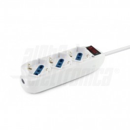 Multipresa con 3 prese univ e spina 10A Multipresa con 3 prese universali e spina 10A - con interruttore e protezione sovraccari