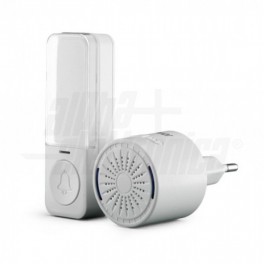 Kit campanello wireless bianco con pulsm Kit campanello wireless bianco con pulsante cinetico fino a 180m