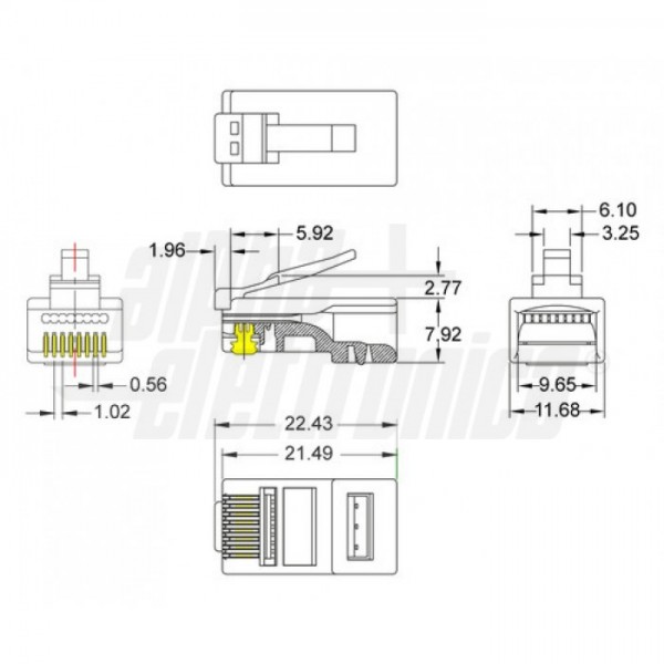 Connettore modulare passante Cat.5E UTP