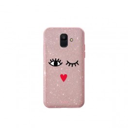 Puro Cover PC + TPU Shine "EYES" per Samsung A6 2018 5.6" Rose Gold