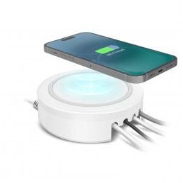 CHARGING STATION 4 PORTE + WIRELESS 15W BIANCO