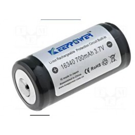 Batteria ric: Li-Ion  16340  3,7V  700mA Batteria ric: Li-Ion  16340  3,7V  700mAh  Ø16x36mm  3A