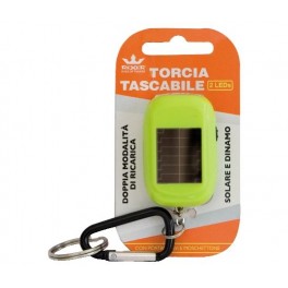 Mini torcia dinamo e solare 2 led Mini torcia 2 leds. Doppia modalità di ricarica: dinamo e solare. Dotata di moschettone e anel
