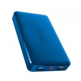 Powerbank 10.000 mAh 2 USB 2.1 A, colore azzurro