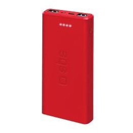 Powerbank 10.000 mAh 2 USB 2.1 A, colore rosso