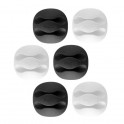 Puro Fermacavo Multiuso "Sticky Clip" con Base Adesiva 6pz di cui 3pz Nero + 3pz Bianco