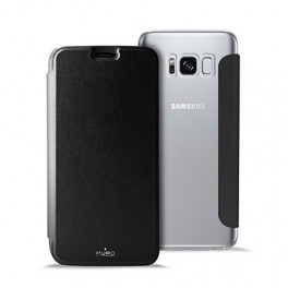 Puro Cust. PU+PC Boocket Crystal Samsung Galaxy S8 Plus 6.2" Vano Carta Retro Trasparente  Nero