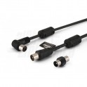 CAVO TV Blk M-F90 AD.M-M SCH.FERR.2m BOX Cavo da spina TV Coax Ø9,5mm a presa 90° TV Coax Ø9,5mm - Schermato - Con adattatore M/