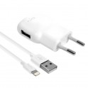 Puro Mini Carica Batterie Da Viaggio 1A + Cavo staccato Apple Lightning MFI 5W Bianco