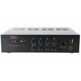 Amplificatore pa 100v - 50w usb/fm/bt AMPLIFICATORE PROFESSIONALE BLUETOOTH 100V / 50W CON MP3 E RADIO FM SCAN