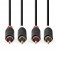 Cavo audio 2x maschio RCA | 2xmaschio 1M Cavo audio stereo 2x maschio RCA | 2x maschio RCA | Placcato oro | 1.00 m | Tondo | Ant