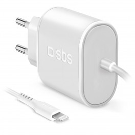Caricabatterie da Rete 100/250V 1000 mAh standard charge con connettore Apple lightning Mfi C-89, colore bianco