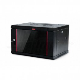 Armadio Rack a muro 19'' - 6 unità 600x450 - Porta in vetro - Nero - Disassemblato