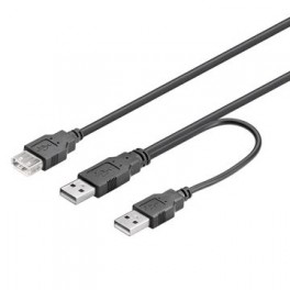 CAVO USB 2X A/M - 1X A/F 0.3MT COLORE NERO