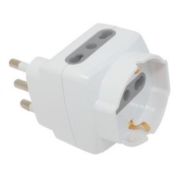 Adattatore triplo 16a schuko bianco Adattatore triplo Salvaspazio con spina 16A e 2 prese 10/16A + 1 Schuko 10/16A .Con protezi