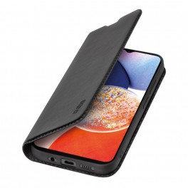COVER BOOK Samsung Galaxy A14 4G/5G BLK Custodia a libro rigida con 2 tasche portatessere, chiusura magnetica, fondo in microfib