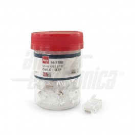 Spina modulare RJ45 8P8C Cat.6 non sche Spina modulare RJ45 8P8C Cat.6 non schermata - Contatti dorati - Per cavo rigido e fless