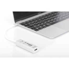 HUB OTG 3 PORTE TIPO "C" USB 2.0 CON LES HUB OTG 3 PORTE TIPO "C" USB 2.0 CON LETTORE DI SCHEDE DIGITUS