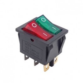INTERRUTTORE DOPPIO BIL ROSSO/VERDE 220V Interruttore a bascula doppio bipolare luminoso rosso/verde on-off
