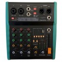 MIXER COMPATTO 4 CANALI CON MULTIEFFETTI Mixer compatto con lettore mp3 integrato, connettività bluetooth e scheda audio