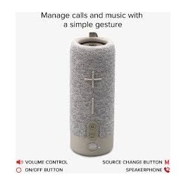 JAZ SBS Speaker wireless 10W GRIGIO con laccetto, cassa audio True Wireless Stereo in tessuto, altoparlante con vivavoce, porte