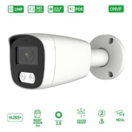 Telecamera bullet ip poe 2m 2,8mm ir led Telecamera Bullet IP POE con sensore da 2M 1/2.9” Progressive scan CMOS e risoluzione v
