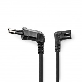 CAVO ALIM. ANGOLATO SINISTRO 3mt NERO Euro Male | IEC-320-C7 | Angled | Angled Left | Nickel Plated | 3.00 m | Round | PVC | Bla