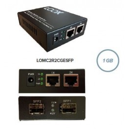 Media Conv 10/100/1000M - 2xRJ45 / 2xSFP Media converter con 2 porte Rj45