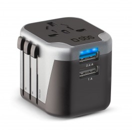 Adattatore universale per prese estere 2 USB 2.1 A, colore nero