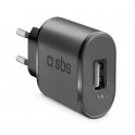 Caricabatterie da muro 5W 1 USB NERO Il caricatore da rete con presa USB facile da usare e che sta in una borsetta