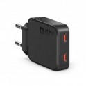 Ultra Slim Wall charger, 2xType-C PD65W, nero