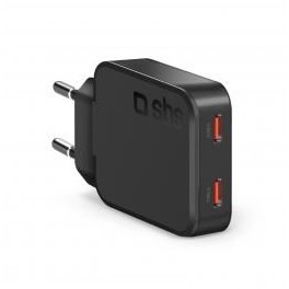 Ultra Slim Wall charger, 2xType-C PD65W, nero