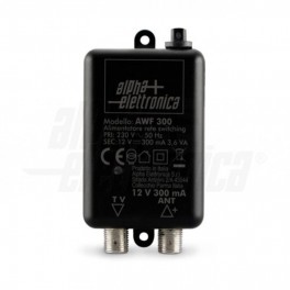 ALIMENTATORE TV SWITCH 12V 300mA F Alimentatore per amplificatore antenna - 12Vdc 300mA - Con connettori F