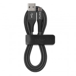 Cavo in Tessuto + Connettore Micro usb Alluminio per Dispositivi Micro USB, 2.4A, 1m Nero