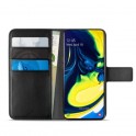 Puro Cust. Ecopelle Samsung A80/A90 Flip Oriz+3VaniCarta+Tasca Banconote+StandUp+Linguetta Magn Nero