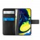 Puro Cust. Ecopelle Samsung A80/A90 Flip Oriz+3VaniCarta+Tasca Banconote+StandUp+Linguetta Magn Nero