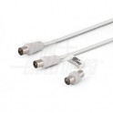 CAVO TV M-F BIANCOADATT.M-M 5m POLYBAG Cavo da spina TV Coax Ø9,5mm a presa TV Coax Ø9,5mm - Con adattatore M/M - Bianco - 5m