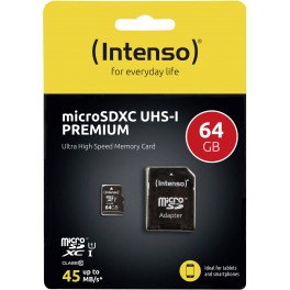 INTENSO MICRO SD HC 64 GB CLASS 10 CON ADATTATORE SD