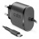Caricabatterie da viaggio 100/250V 2 A ultra fast charge con porta e cavo USB Type C 1m, colore nero